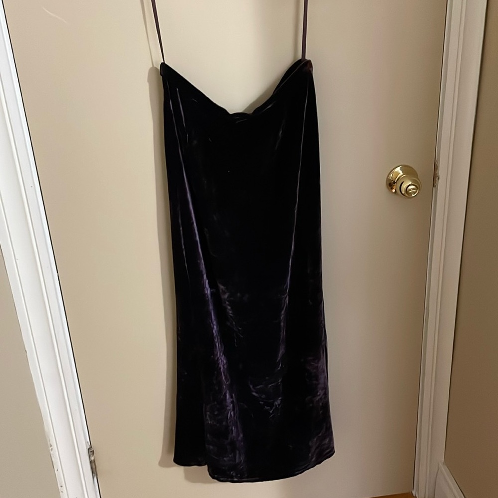 Eileen Fisher, purple velvet skirt, S